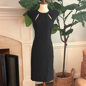 Tom Ford Structured Shoulder Cut Out LBD Midi Sheath Dress